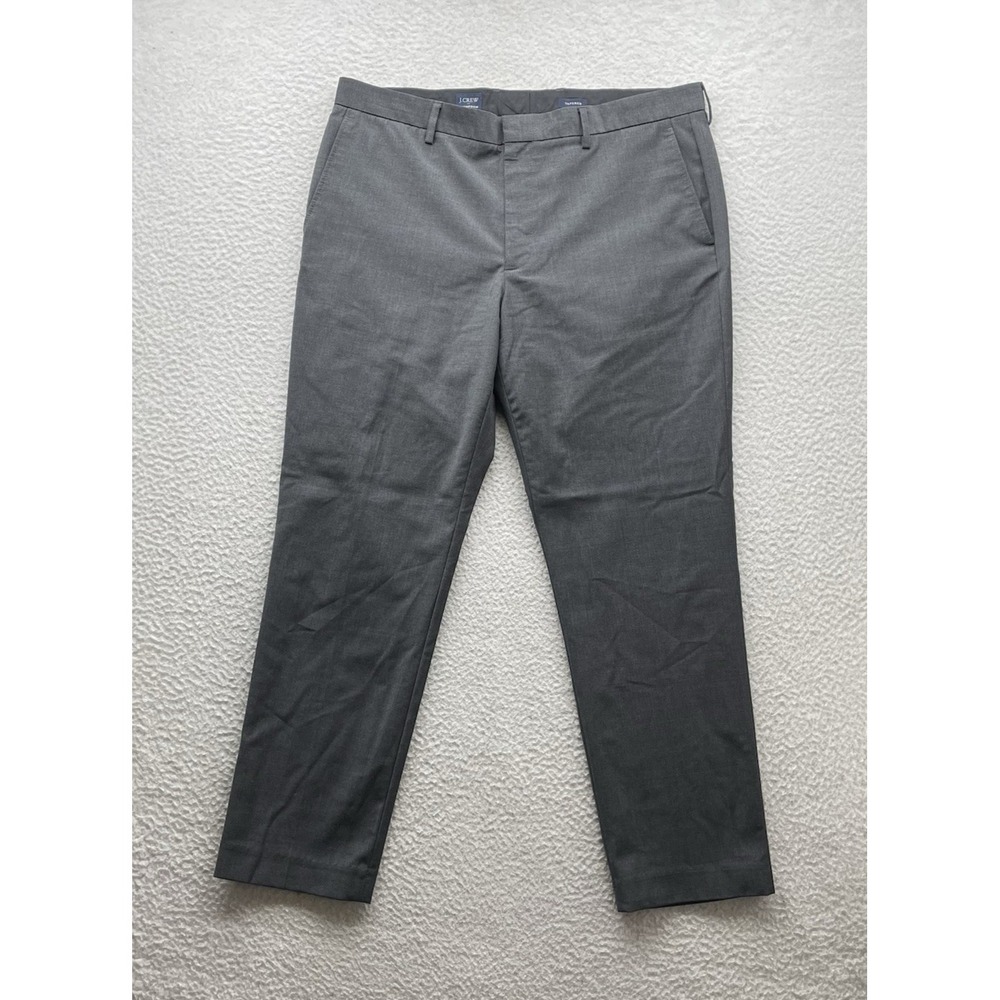 J. Crew Thompson Dress Pants Mens 38x30 (Tag 36) Wool Blend Gray Tapered Stretch - Picture 2 of 16